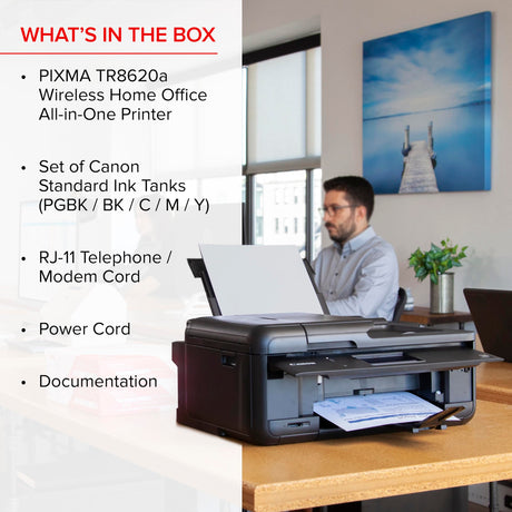 Canon PIXMA TR8620a - All-in-One Printer Home Office|Copier|Scanner|Fax|Auto Document Feeder | Photo, Document | Airprint (R), Android, Black, Works with Alexa Canon