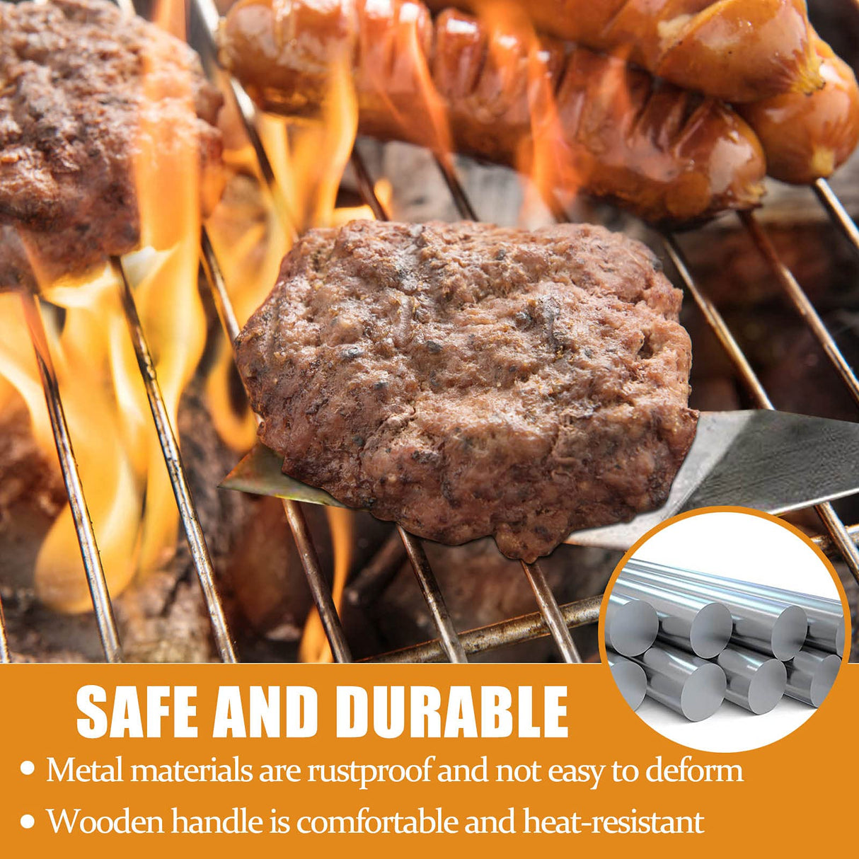 Beijiyi Metal Spatula for Cast Iron Skillet, Stainless Steel Fish Spatula Turner with Wooden Handle, Small Kitchen Spatula Flipper for Cooking Grill Griddle, 3 Pack Beijiyi