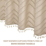 Siiluminisoy Boho Farmhouse Shower Curtain Woven Fabric Cute Beige Shower Curtain, 72 x 72 Tufted Chevron Textured Striped Modern Farmhouse Minimalist Shower Curtain for Bathroom Siiluminisoy