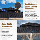 CHARMELEON 12'x20' Cedar Wood Gazebo Hardtop - Wooden Gazebos with Dual Metal Roof - Permanent Outdoor Gazebo - Large All Weather Patio Gazebo for Backyard, Deck & Garden - with Curtains & Netting CHARMELEON