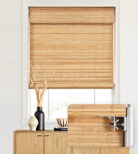 Custom No-Tools Bamboo Roman Shades – Light Filtering & Easy Install by LazBlinds LazBlinds
