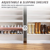 IRONCK Shoe Storage Cabinet, 10-Tier Shoe Organizer for Closet Entryway, Wooden Shoe Rack Holds 36 to 52 Pairs, Adjustable Shelves & Hook, Entryway Furniture Shoe Cabinet IRONCK