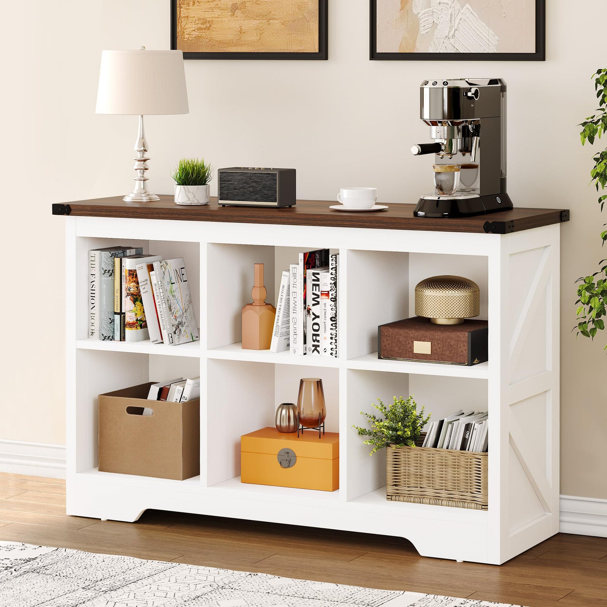 YITAHOME 6-Cube Horizontal Bookshelf – Stylish Storage Organizer for Home and Office in White - WoodArtSupply