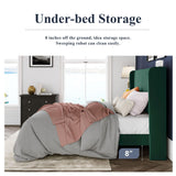 Allewie Queen Size Bed Frame/Velvet Upholstered Platform Bed/Vertical Channel Tufted Wingback Headboard/Strong Wooden Slats/No Box Spring Needed/Easy Assembly/Green Allewie