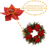 AMF0RESJ 20 inch Artificial Christmas Wreath Winter Wreath with Poinsettia,Eucalyptus Leaves,red Berry,Pine Cones,Pine Needles for Indoor Outdoor Farmhouse Home Wall Window Festival Wedding Decor AMF0RESJ