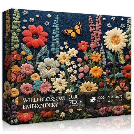 Wildflower Puzzle for Adults 1000 Pieces, Colorful Flower Puzzles for Adults Vintage Plant Butterfly Art Puzzle, Spring Garden Floral Jigsaw Puzzles for Adults 1000 Pieces Nature PICKFORU