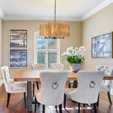 Rattan Drum Chandeliers for Dining Room Light Fixture, 6-Light Hand Woven Farmhouse Chandelier with Wicker Shade Coastal Large Pendant Lights Boho Chandeliers for Kitchen Living Room Foyer Entryway ANKYLHUA