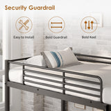 soges Twin Over Twin Metal Bunk Bed with Ladder & Guardrail, Heavy Duty Metal Bed Frame for Teens Adults, Black soges
