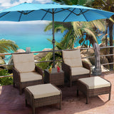 Yaheetech 15 ft Triple-size Patio Umbrella w/Base Included - Market Extra-Large Double Sided Umbrella - Twin-size Patio Parasol w/Easy Crank & 12 Strong Ribs & Ventilation Openings,Sky Blue Yaheetech