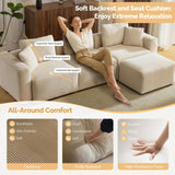 VINGLI 112.2“ Convertible Corduroy Cloud Sectional Couches with Movable Ottoman, L-Shaped Boneless Couches for Living Room with Deep Seat, 3 Seater Modular Spineless Sofa, No Assembly Required, Cream VINGLI