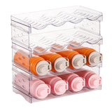 IEEK Plastic Stackable Bottle Storage Holder Rack Holds 16 Bottles,Free-Standing Water Bottle/Wine and Drink Organizer Shelf for Kitchen Cabinet,Fridge,Countertop,Pantry,Freezer,4 PackX4 Bottles,Clear IEEK