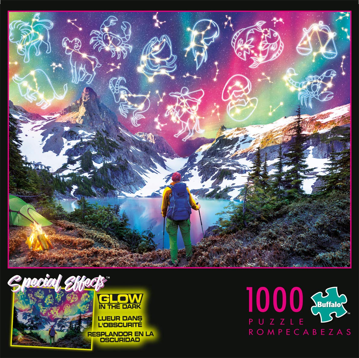 Buffalo Games - Zodiac Mountain - Glow in The Dark - 1000 Piece Jigsaw Puzzle for Adults Challenging Puzzle Perfect for Game Nights - Finished Size is 26.75 x 19.75 Buffalo Games