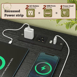 Romorgniz 55" W Dresser for Bedroom with 9 Drawers, LED TV Stand with Power Outlets for 45, 55, 65 Inch TV, Sturdy Long Chest of Drawers with Extra 2 Wooden Shelves, Grain Black Romorgniz