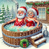 5D Diamond Art Kits for Adults,Christmas Couple Special Shape Diamond Painting Kits for Beginners, Winter Hot Springs DIY Crystal Diamond Dots Gem Art Craft for Home Decor 11.8x11.8 Inch Acelii