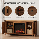 Furmax Fireplace TV Stand for Up to 65 Inches TVs, Farmhouse Entertainment Center with Grooved Barn Doors, Rustic Media Console Table with Storage Cabinets for Living Room (Barnwood) Furmax