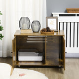 PawHut Hidden Cat Litter Box Enclosure, Cat Washroom Storage Bench Side End Table - Rustic Brown PawHut