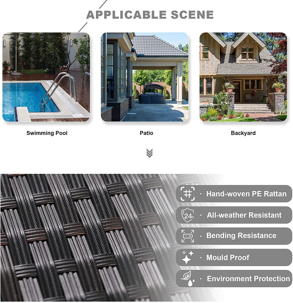 Kullavik Outdoor Patio Furniture Set,12 Pieces Sectional Rattan Sofa Set Brown PE Rattan Wicker Patio Conversation Set with 10 Seat Cushions and 2 Tempered Glass Coffee Table,Grey Kullavik