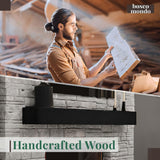 BoscoMondo Fireplace Mantel, Handcrafted Rustic from Solid Pine, Wall-Mounted Floating Farmhouse Shelf - 8x6x60 Deep Black BoscoMondo
