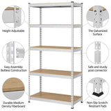 Topeakmart 4PCS 5-Tier Utility Shelves, Metal Storage Shelves Garage Shelving Unit Adjustable Garage Storage Shelves Storage Racks Heavy Duty Shed Shelving- Silver, 35.5 x 17.5 x 72 Inch Topeakmart