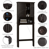 UTEX Bathroom Storage Over The Toilet, Above Toilet Storage Cabinet Organizer with Adjustable Shelves and Double Doors, Espresso UTEX