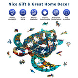 Jigfoxy Wooden Puzzles for Adults, Sea Turtle Wooden Jigsaw Puzzles for Adults Kids, Unique Animal Shape Wood Cut Puzzles, Christmas Thanksgiving Gifts for Friend Turtle Lover (L-14.9*12.6in-301pcs) Jigfoxy