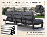 PaPaJet Aluminum Patio Conversation Set with Adjustable Backrest, 6 Piece Modern Outdoor Furniture Set with Wood Side Table for Backyard Poolside Porch, Gray PaPaJet