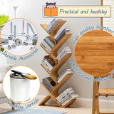Bamboo Tree Bookshelf, 8-Tier Wood Bookcase, Free Standing Book Organizer Shelves, Books/Albums/Files Holder Display Storage Rack Space Saver for Living Room Bedroom-Log 55x23x5inch HM&DX