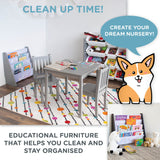 Humble Crew 4-Tier Kids Bookshelf, Grey Wood/White - Premium Book Shelf for Kids Rooms with Four Deep Pockets - Toddler Sling Book Rack with Deep Sleeves, Nursery Bookcase Organizer Humble Crew