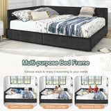 Queen Daybed with Storage Drawers, Modern Corner Tufted Velvet Upholstered Queen Size Sofa Day Bed Frame with Wooden Slats for Bedroom Guest Room Living Room, No Spring Boxes Needed, Black Antetek