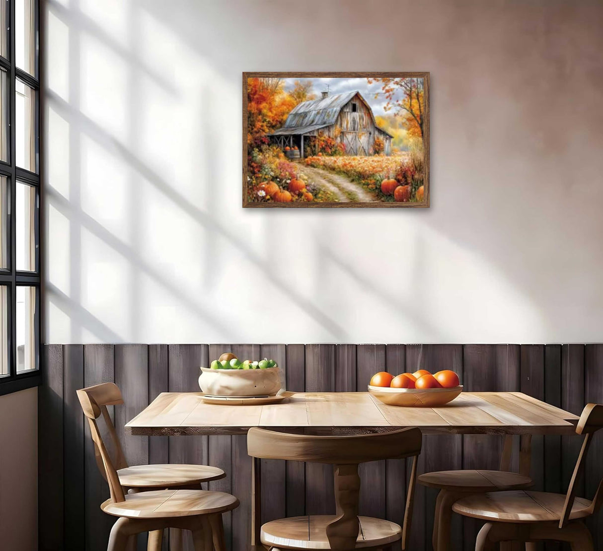 Autumn Barn Paint by Number Kit, 12x16inch Rustic Fall Harvest Scene DIY Painting for Adults and Kids, Art Craft Supplies Generic