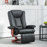 HOMCOM Manual Swivel Recliner Chair, PU Leather Reclining Chair with Footrest for Living Room, Black HOMCOM