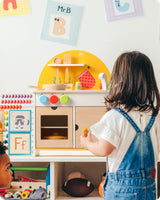 SainSmart Jr. Wooden Kitchen Playset, Cooking Pretend Play Set with Food Accessories Toy for Kids and Toddlers SainSmart Jr.