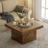 Lareth Coffee Table 31.5 in Rustic Center Table with X Design Wooden Pedestal for Living Room, Small Square Home Office Tea Accent Table for Dining Room Apartment, Walnut Lareth