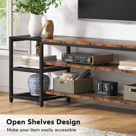Tribesigns 78 Inch TV Stand for TVs up to 85 Inch, Media Entertainment Center Console Table, Industrial 3-Tier TV Console Table with Storage Shelves for Living Room, Entertainment Room Tribesigns