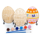 Lara Laser Works Single, DIY Wooden Painting Crafts for Kids, Easter Egg Paint Set Personalized w/Name - 5 Designs - Decorating Easter Egg Basket Stuffer for Children, Make Your Own Easter Eggs Lara Laser Works