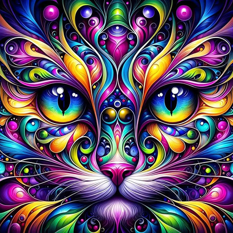 Cat Diamond Art Kits for Adults, 5D Cat Diamond Painting Kits, Animal Dimond Art Paintings Kit, Diamond Dot, Gem Painting Kit, Crafts for Adults, Crystal Art, Home Wall Decor Gifts (14x14inch) Rekxtmo
