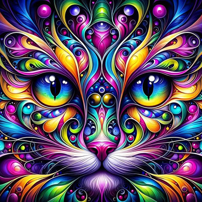 Cat Diamond Art Kits for Adults, 5D Cat Diamond Painting Kits, Animal Dimond Art Paintings Kit, Diamond Dot, Gem Painting Kit, Crafts for Adults, Crystal Art, Home Wall Decor Gifts (14x14inch)