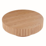 kevinplus 31.49'' Oak Round Coffee Table Modern Wood Coffee Table for Living Room, Contemporary Circle Fluted Drum Coffee Table, Easy Assembly, Oak (ø31.49'' x 13.77'') kevinplus