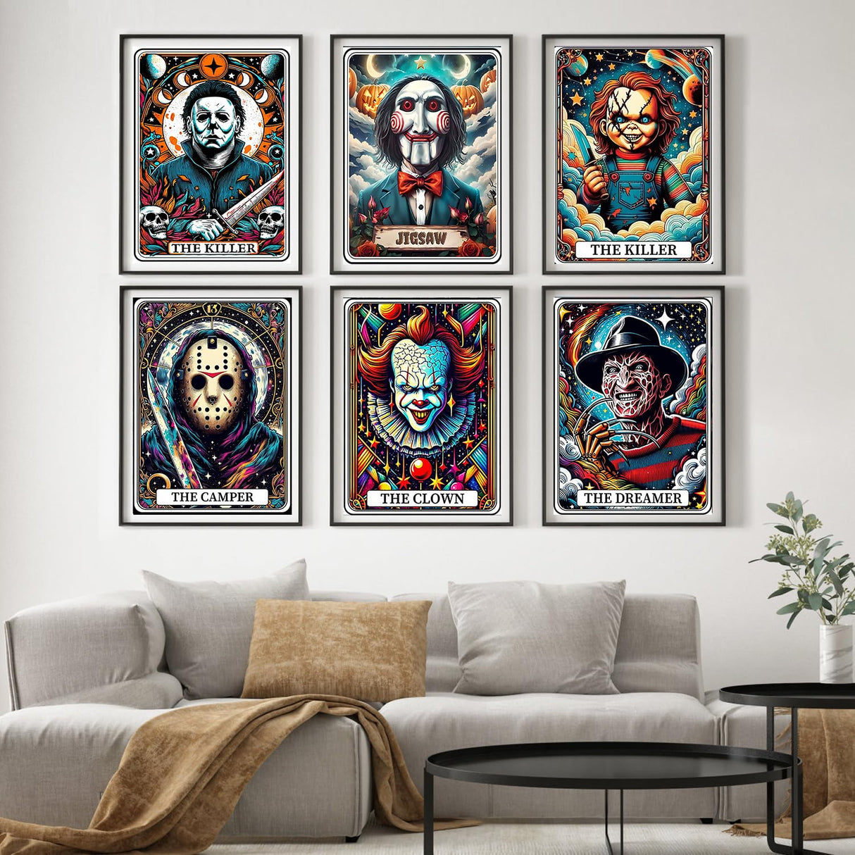 WUDWL 6 Pack Halloween Diamond Art Kits for Adults Beginners,Horror Diamond Painting Kits for Adults,5D Full Drill DIY Diamond Dot Gem Art Kit Wall Home Decor Arts Craft 12x16 inch WUDWL