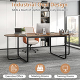 Nightcore 8 FT Oval Conference Table, 95" x 48" x 30" Large Meeting Table with Cable Holes and Strong Metal Frame for Office, Business Style Training Table for 12 People, Rustic Brown & Black Generic