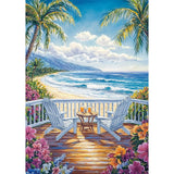 SENQAO Beach Diamond Painting Kits for Adults, Coconut Tree Diamond Art Paintings Kit for Beginners, 5D Full Drill Diamand Art Kits, Gem Art Crafts for Adults Wall Decor 12x16in(Vacation Beach Chair) SENQAO