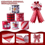 Rinoly Christmas Ribbon Wired 2.5 Inch, 6 Roll 30 Yards - Snowflake/Santa/Glitter Stripe/Buffalo Plaid Christmas Ribbon for Wreaths, Bows, Tree, DIY Crafts RINOLY