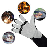YESWELDER 16 Inches,932℉,Leather Forge MIG Welding Gloves, with Kevlar Stitching Heat/Fire Resistant, Palm Reinforcements, Black-Gray YESWELDER