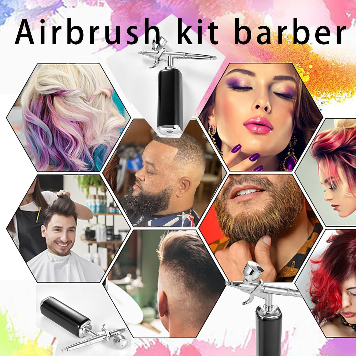 I-BEAUTEE High air Flow Airbrush Kit,Portable Airbrush Compressor, Rechargeable Cordless Airbrush, Mini Air Brush, Handheld Airbrush Gun for Barber, Model Painting, Nail Art, Makeup, Tattoo I-BEAUTEE