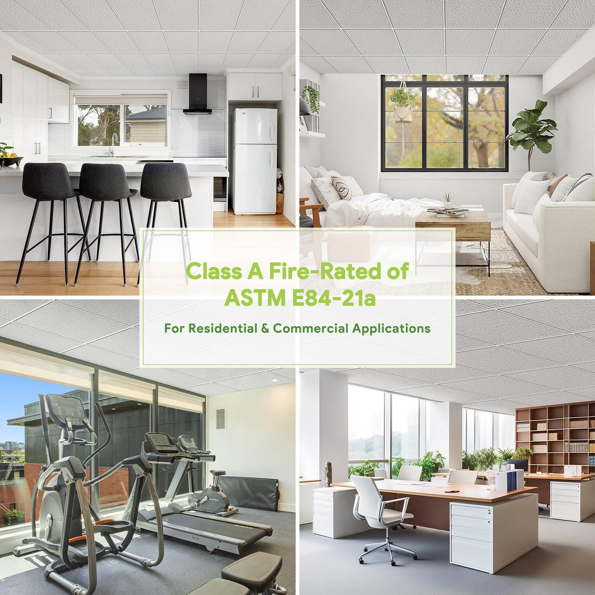 2ft x 4ft Drop Ceiling Tiles，Printed Pro Ceiling Tiles 24 x 48in. Waterproof, Washable and Fire-Rated - Reusable - High-Grade PVC to Prevent Breakage-Package of 10 Tiles Noooza