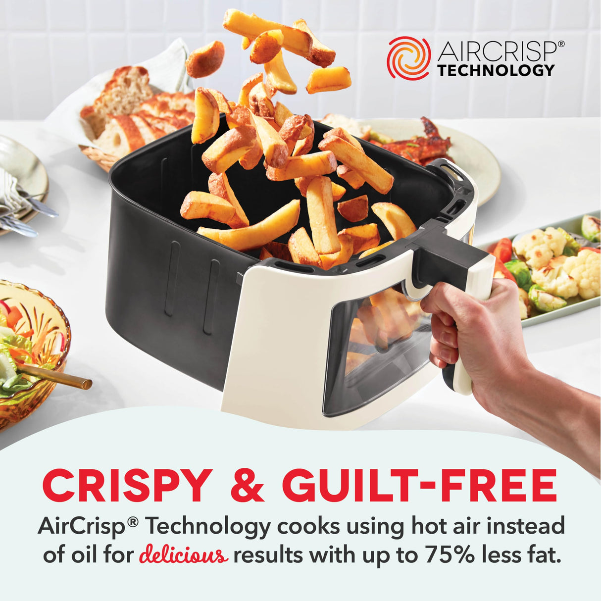 DASH 7qt Clear View Digital Air Fryer - Cream DASH