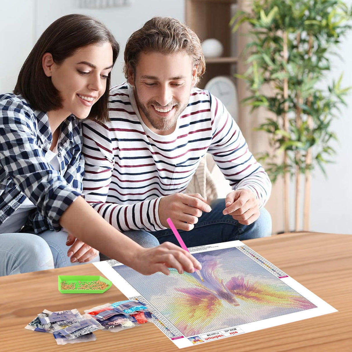 NEWENMO Diamonds Painting Kits for Adults Beginner, DIY 5D Rainbow Angel Diamond Art Paint with Round Diamonds, Full Drill Gem Art Angel Diamonds Art Painting for Home Wall Decor 12x12 Inch NEWENMO