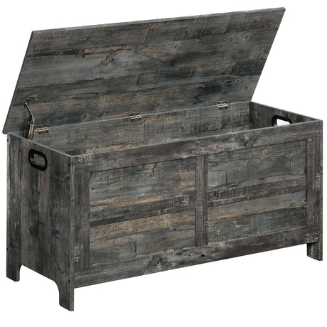 MAHANCRIS Storage Chest, 39.4” Large Toy Chest, Entryway Storage Trunk, Storage Bench with Safety Hinge, Entrance Bench for Living Room, Entrance, Bedroom, Vintage Gray SCRP48301 MAHANCRIS