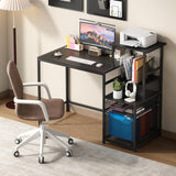 Sbanmao Computer Desk with Drawers and Storage Shelves, 47 Inch Home Office Desks with Mesh File Drawers Cabinet for Small Space,Gaming Study Writing Table for Bedroom,Black Sbanmao