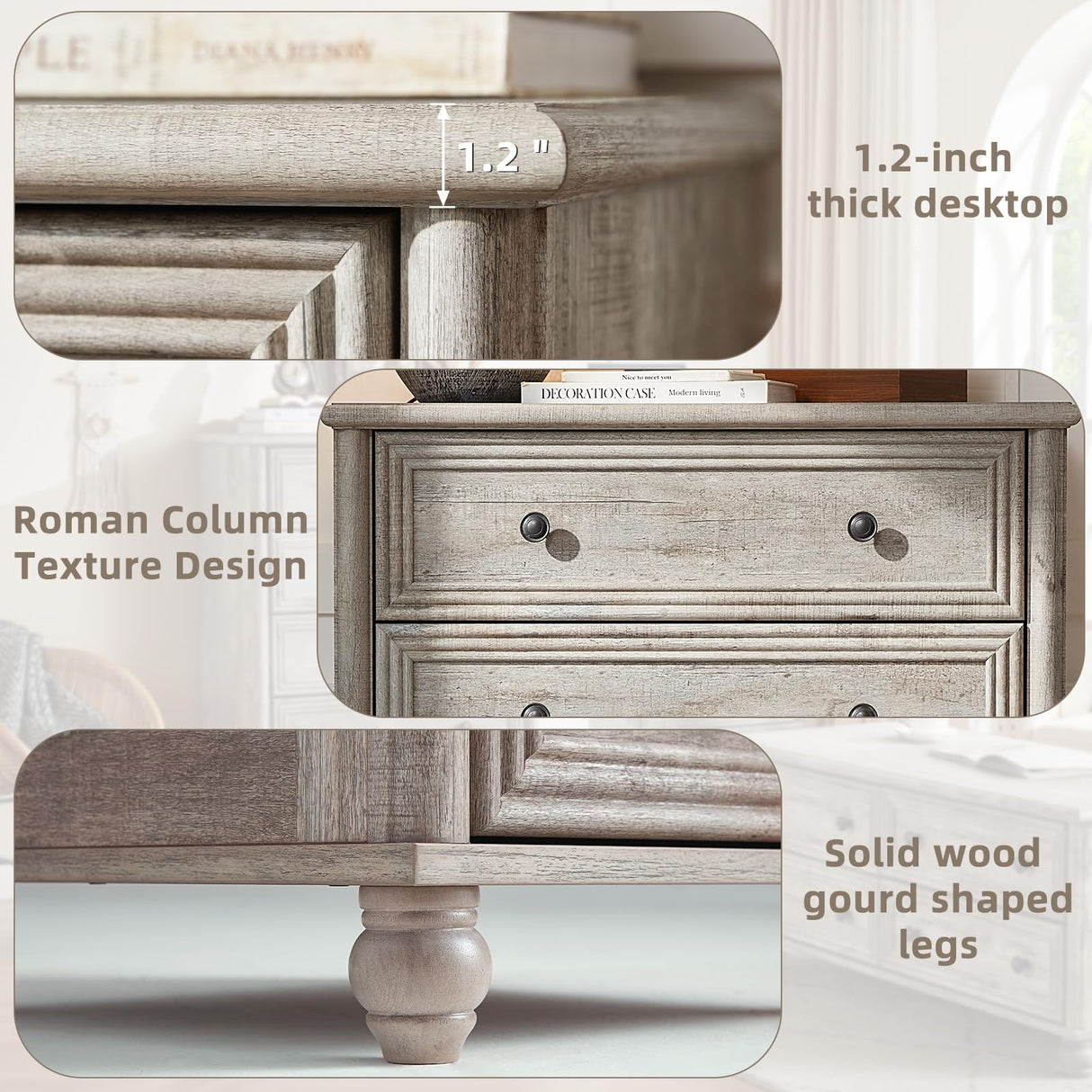 RWYHG Farmhouse 5 Drawers Dresser for Bedroom, Wood 45" Tall Dressers Chest of Drawers, Kids Dresser Rustic Storage Dressers Organizer with Metal Handle Closet for Living Room, Hallway RWYHG